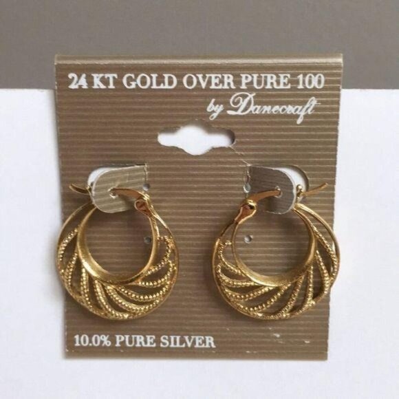 New Danecraft 24KT Gold Over Silver Earrings - Picture 1 of 4
